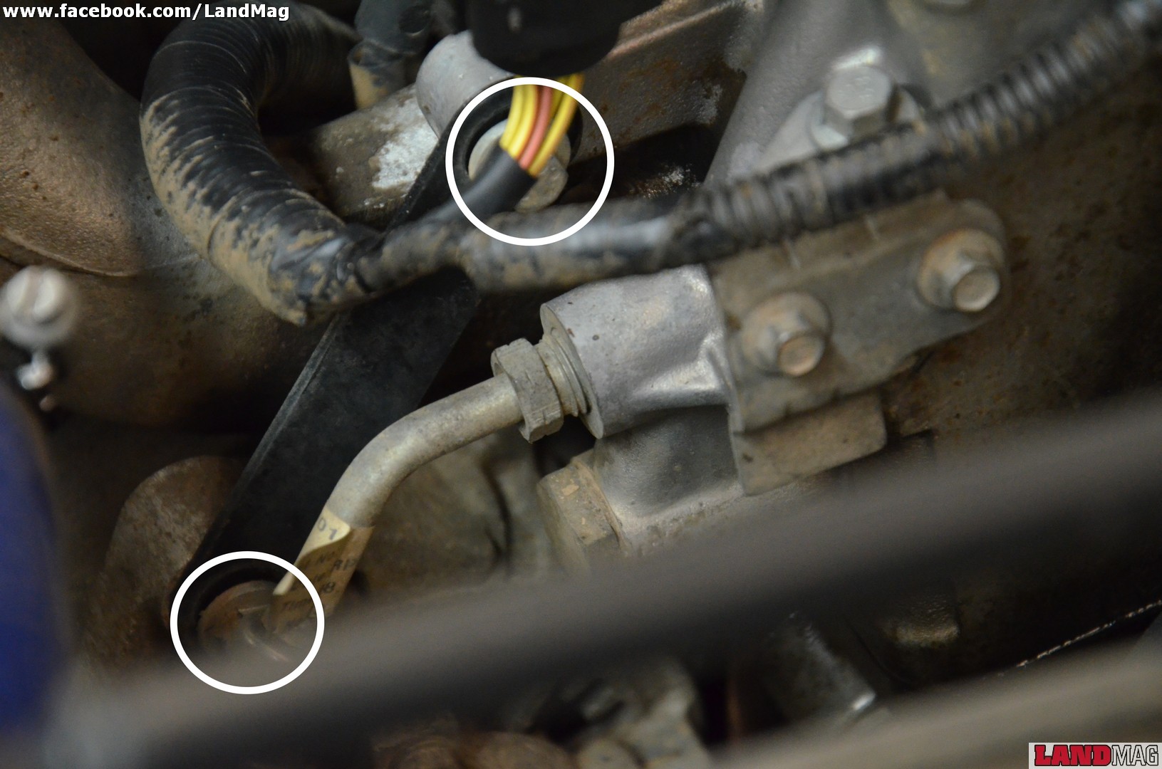 6- Déposer les deux vis (10 mm) de la patte de fixation de l’alternateur sur le moteur Puis l’écrou de fixation de la Durit d’huile supérieure (13 mm). Un peu d’huile risque de couler. 