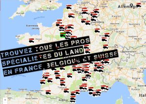 La Carte des Pros du Land Rover en France, Belgique et Suisse